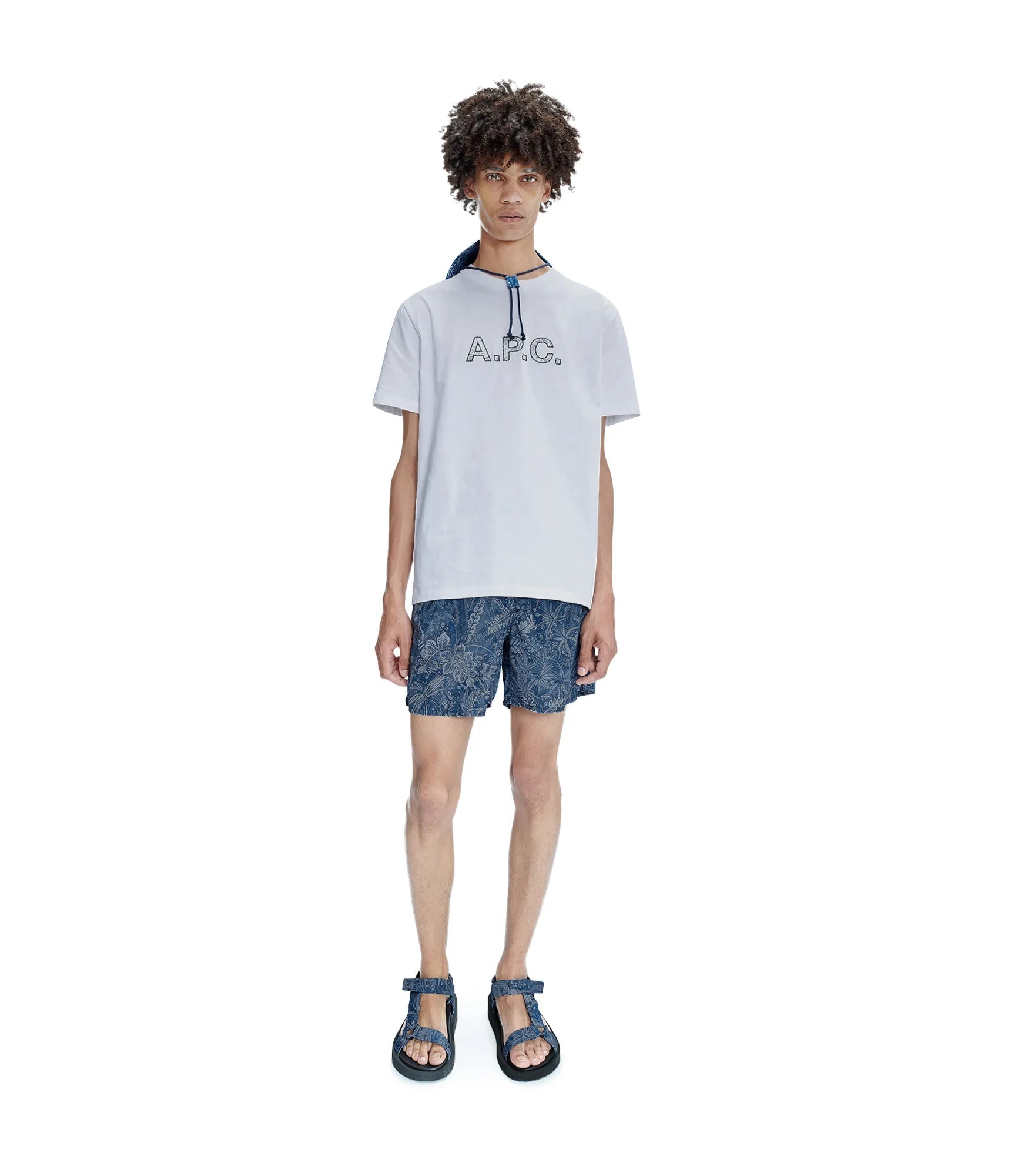 A.P.C x Liberty Homme - Short Forest - Marine-Pantalons et Shorts-TN4100088274