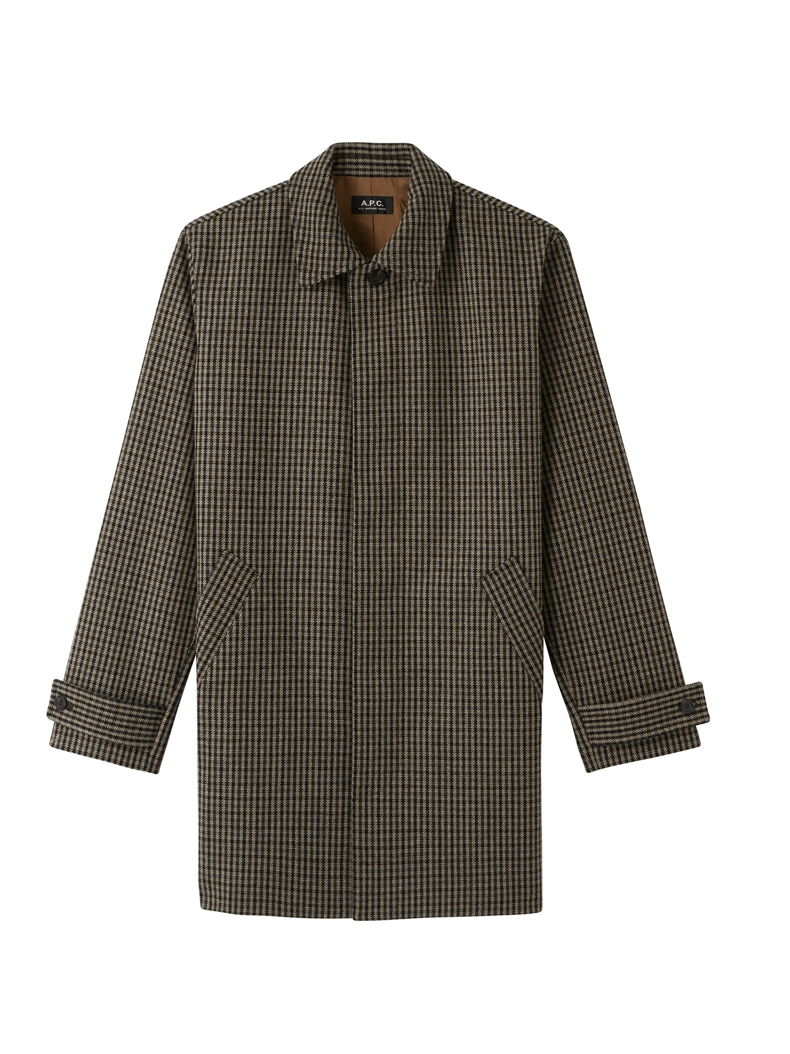 A.P.C - Manteau Mac Flynn beige foncée pied de poule - Homme-Vestes et Manteaux-WOAKX-H01435