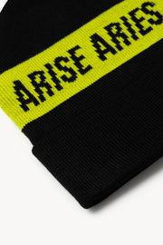 Aries Arise - Logo Tape Beanie - Black and Yellow-Accessoires-FSAR91010