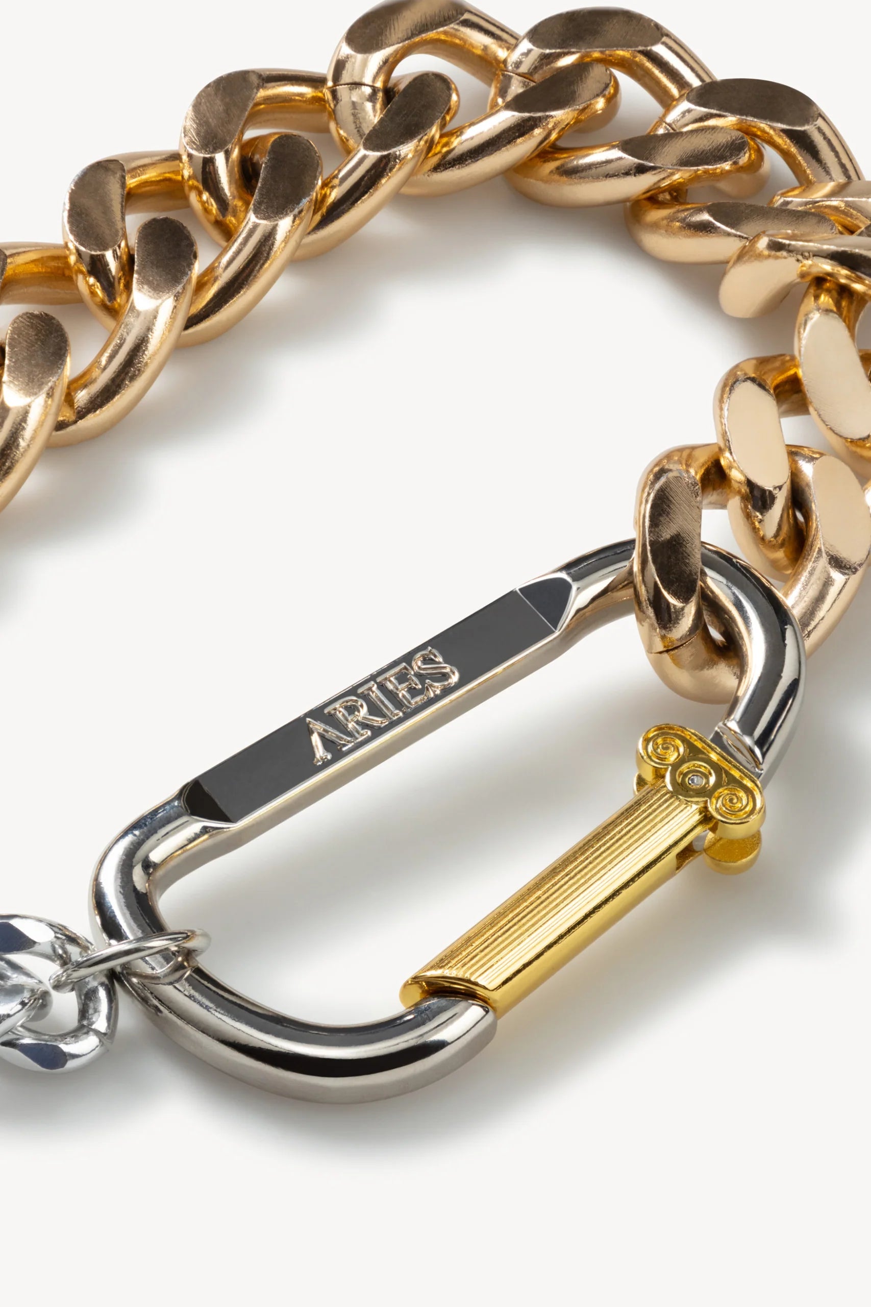 Aries Arise - Column Carabiner Gold Chunky Necklace - Gold-Bijoux-FUAR90162