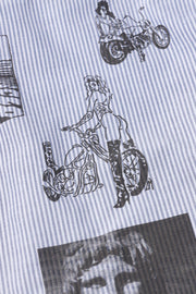 Aries Arise - Graphic Overprinted Oxford Shirt - White/Blue-Chemises-SUAR40102