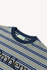Aries Arise - Stripe No problemo SS Tee - Blue Multicolore-T-shirt-FUAR60222
