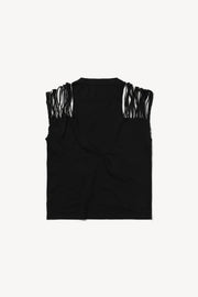 Aries Arise - Slashed Shoulder Temple Vest - Black-Tops-STAR40053
