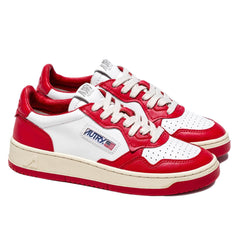 Autry 01 - Low Women Leather/ Leather - White/Red-Chaussures-AULWWB02