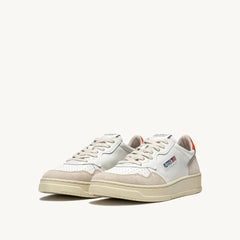 Autry 01 - Low Women Leather/Suede - White/Orange-Chaussures-AULW LS45