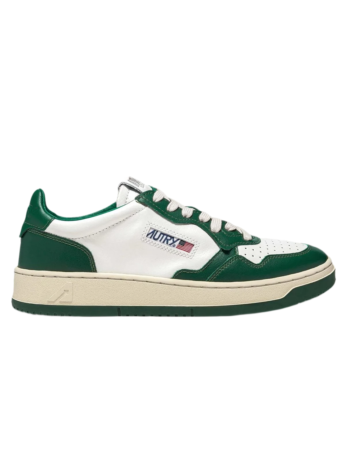 Autry 01 - Medalist Sneakers Low Leather/Leather - White/Green-Chaussures-AULM WB03
