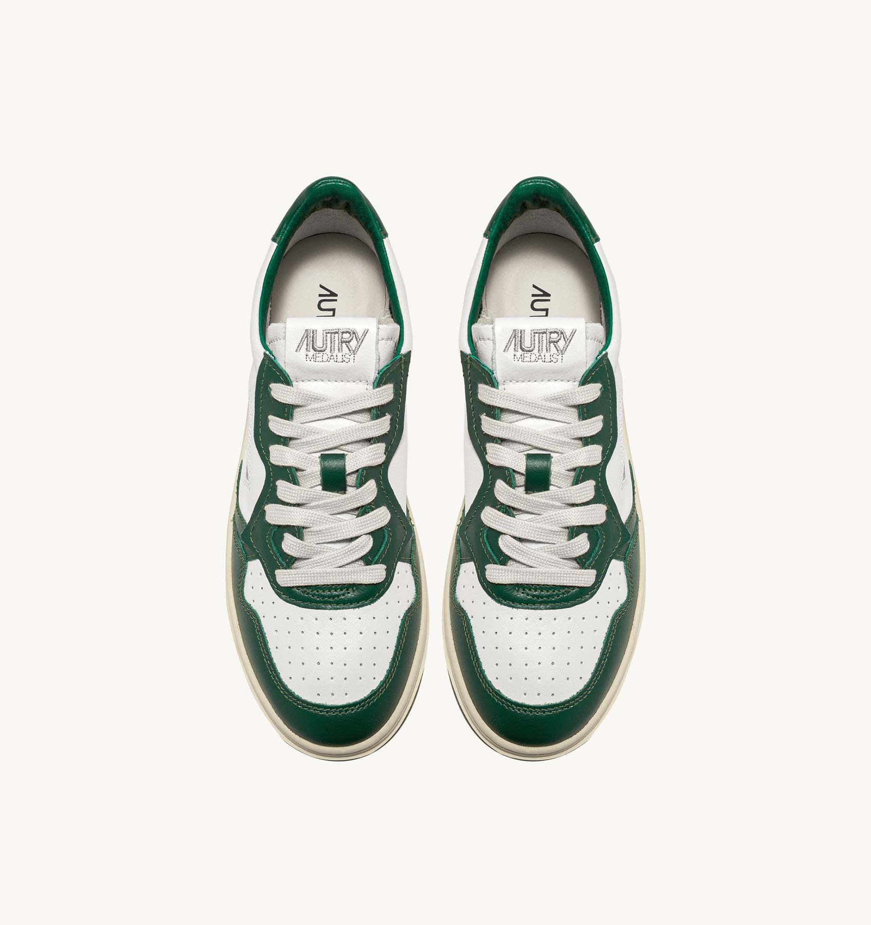 Autry 01 - Sneakers Low Leather/Leather - White/Green-Chaussures-AULM WB03