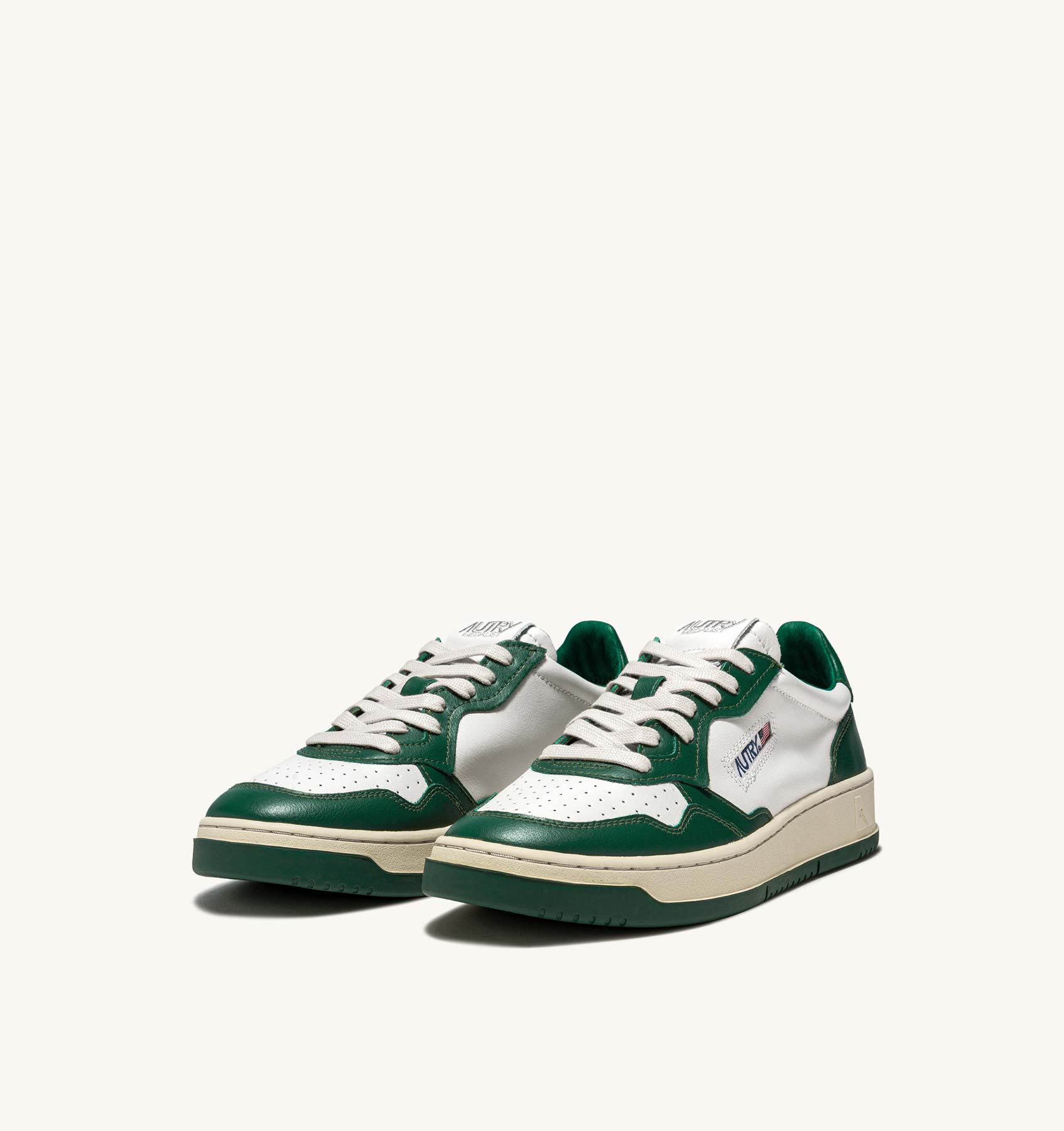 Autry 01 - Sneakers Low Leather/Leather - White/Green-Chaussures-AULM WB03