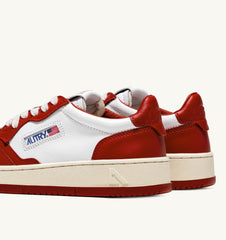 Autry 01 - Sneakers Medalist Low Man Leather/Leather - White/Red-Chaussures-AULMWB02