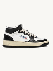 Autry 01 - Sneakers Medalist Mid Women Leather/Leather - White/Black-Chaussures-AUMWWB01