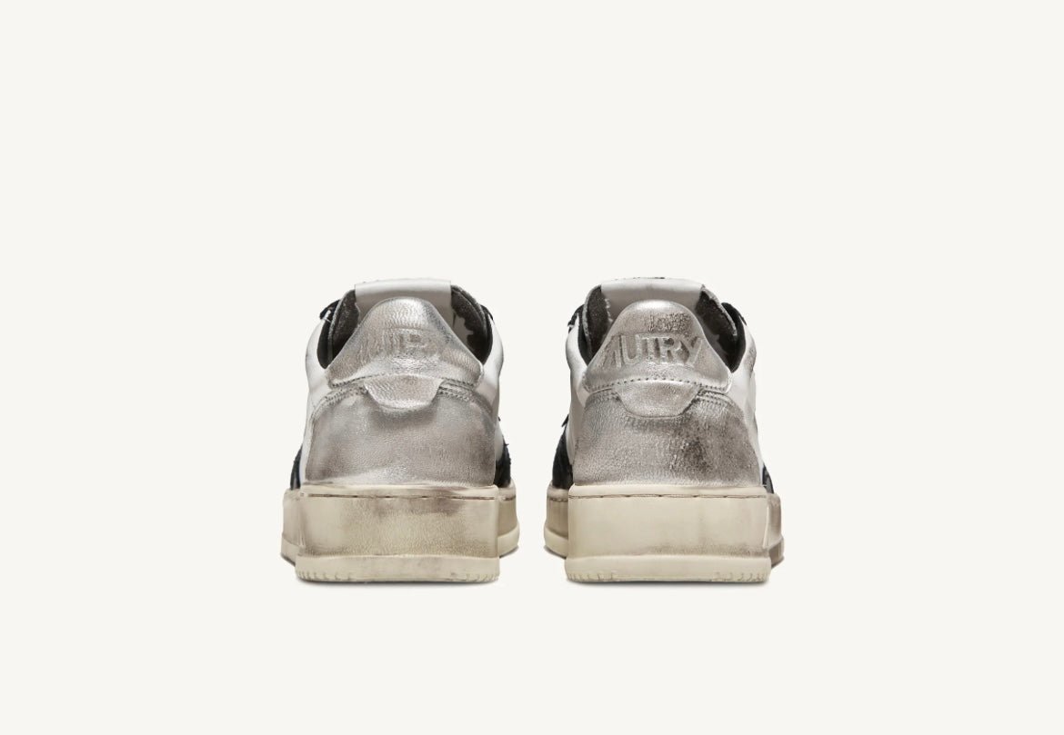 Autry Medalist Super Vintage Low - Leather - White/Silver/Black-Chaussures-AULW SV11