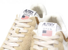 Autry - Open Mid Wom - Leather Sneakers - Ecru/Suede Suede/Goat-Chaussures-AOMW UG04