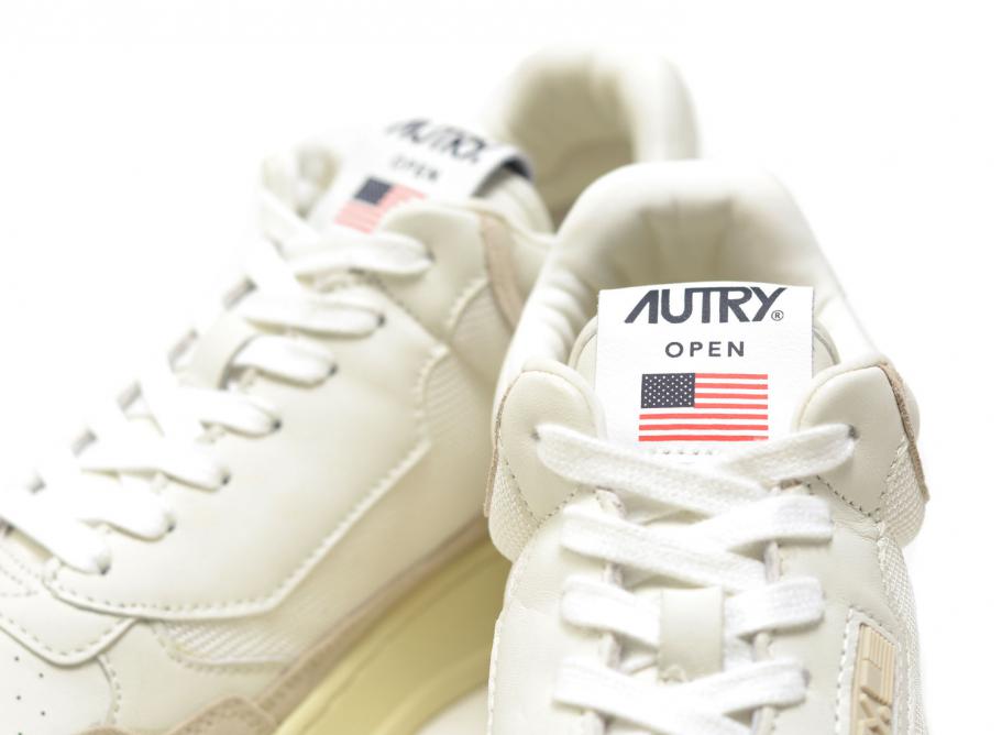 Autry - Open Mid Wom - Leather Sneakers - White/Sand-Chaussures-AOMW CE21