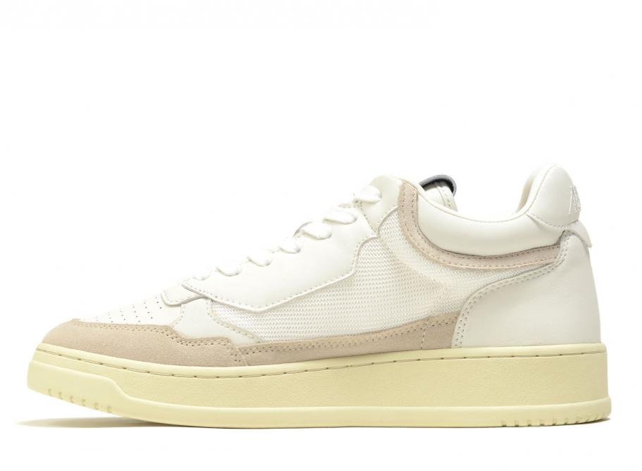 Autry - Open Mid Wom - Leather Sneakers - White/Sand-Chaussures-AOMW CE21