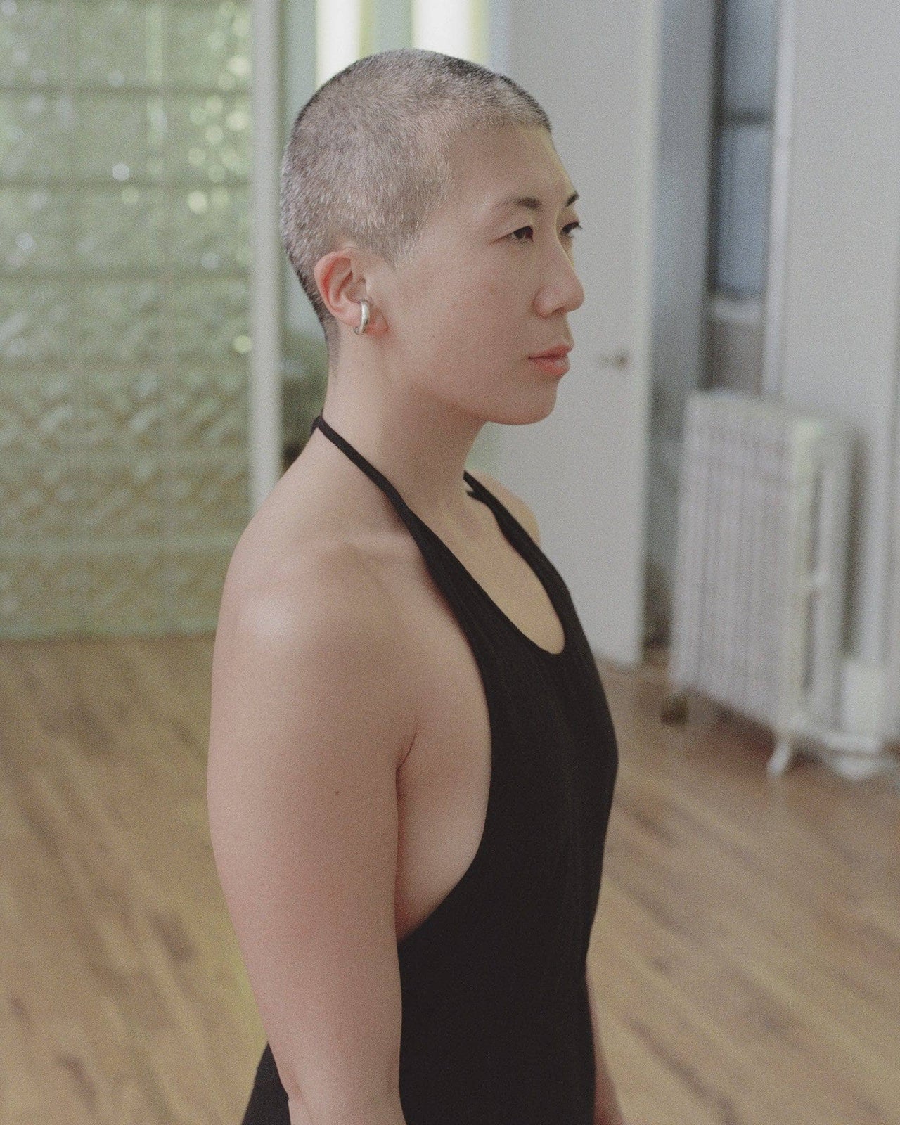 Baserange - Robe Apron en Soie Sauvage - Noir-Pulls et Sweats-DRAP-RS-000