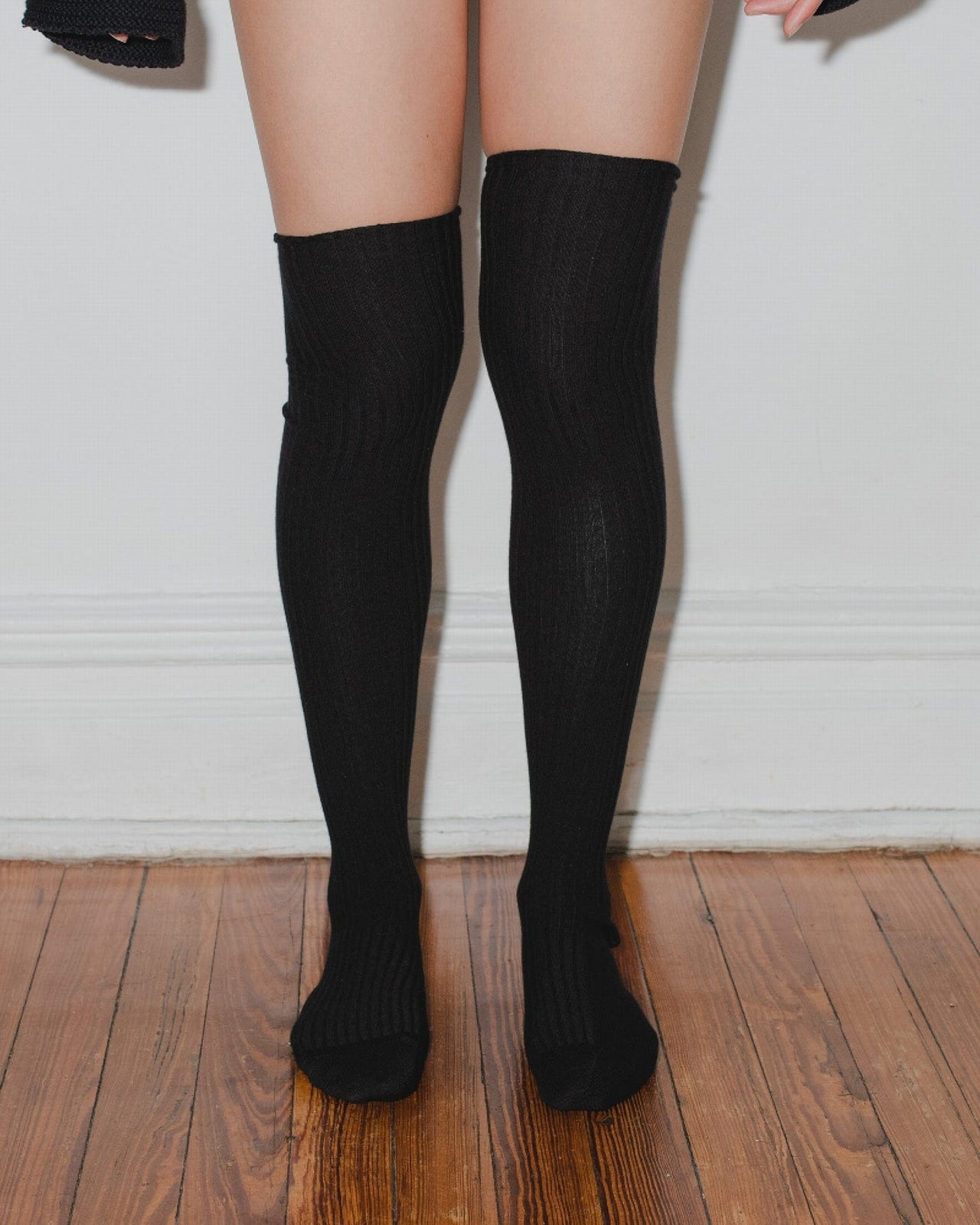 Baserange - OverKnee Socks en Coton Biologique - Noir-Sous-Vêtements-KOK