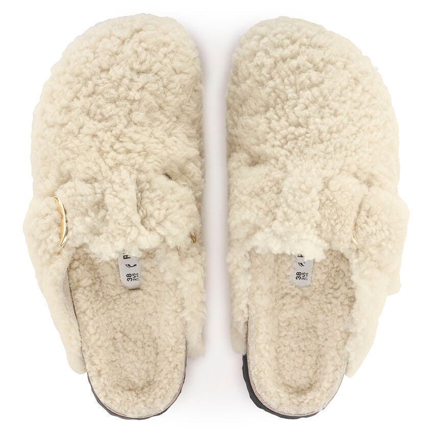 Birkenstock - Sabot Boston Big Buckle Shearling Teddy Rivet Logo - Eggshell-Chaussures-1025664