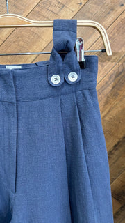 Bourgine - Pantalon Salopette - Lin Bleu-Jupes et Pantalons-