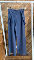 Bourgine - Pantalon Salopette - Lin Bleu-Jupes et Pantalons-