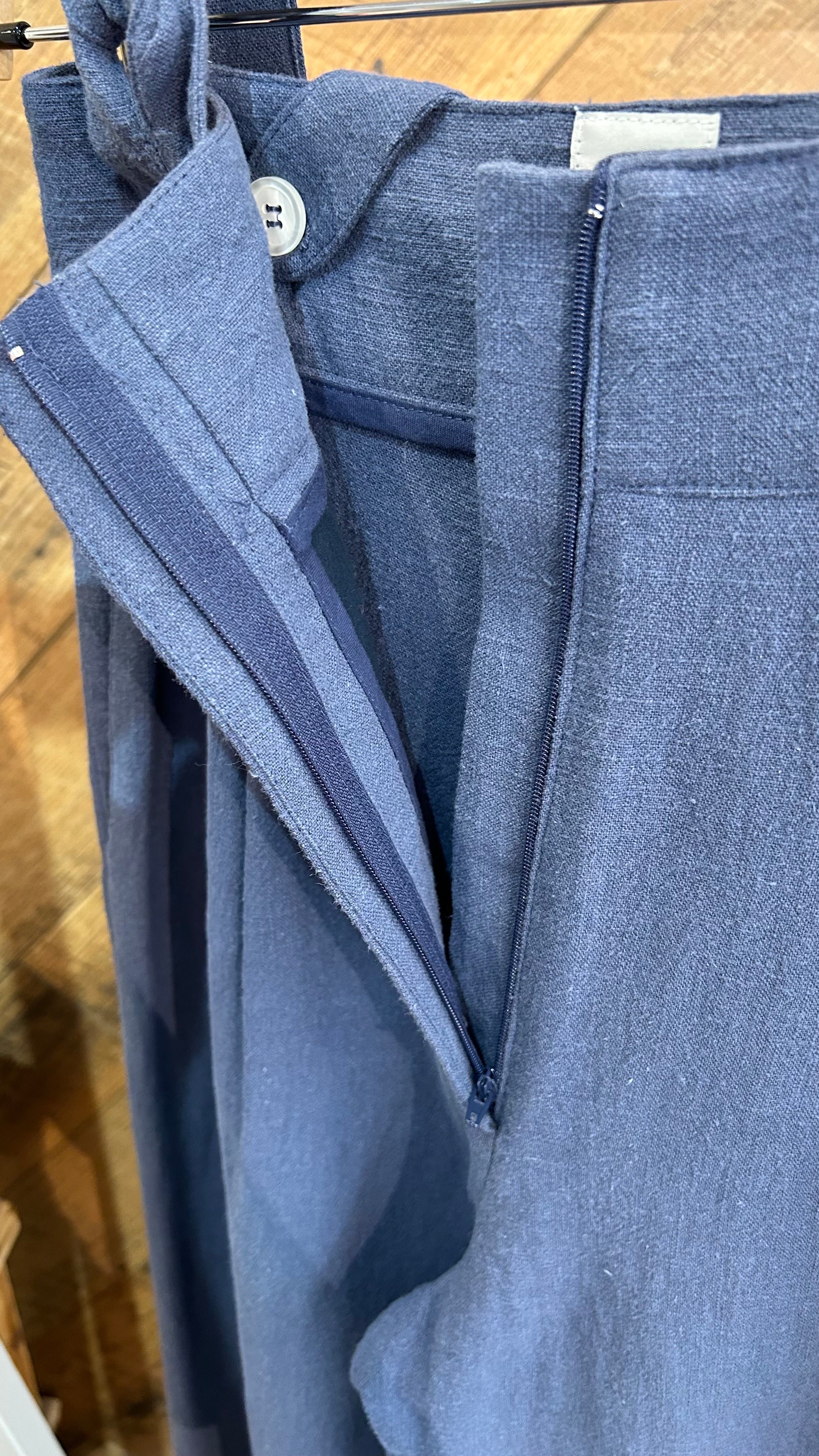 Bourgine - Pantalon Salopette - Lin Bleu-Jupes et Pantalons-