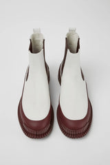 Camperlab - Bottines Pix en cuir - Blanc / bordeaux-Chaussures-K400304 - 016