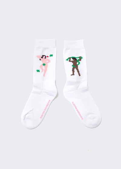Carne Bollente - Milk Snake Socks - White-Pantalons et Shorts-AW23SK0101