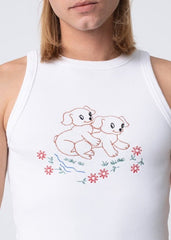 Carne Bollente - Dogmination Tank Top - White-T-shirts-AW23TT0101