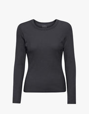 Colorful Standard - Women Organic Rib LS T-shirt - Lava Grey-Tops-CS2055