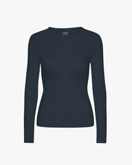 Colorful Standard - Women Organic Rib LS T-shirt - Navy Blue-Tops-CS2055
