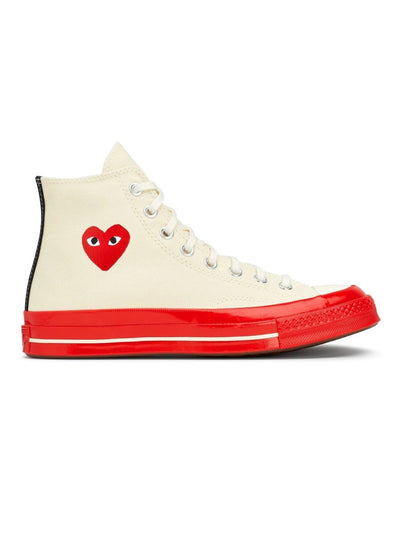 Comme Des Garçons Play x Converse - Big Heart CT70 High Top Red Sole Shoes - Milk/Pristine/Red/Egret-Chaussures-P1K124