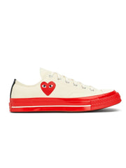 Comme Des Garçons Play x Converse - Red Heart CT70 Low Top Red Sole Shoes - Milk/Red Sole-Chaussures-P1K123