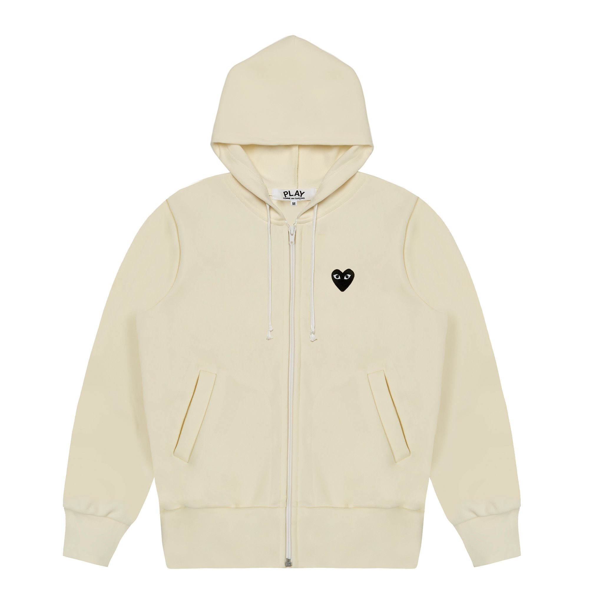Comme des Garçons PLAY - Sweat Hood Zip ivory/black - Grand coeur dans le dos - AZ-T254-Pulls et Sweats-P1T254