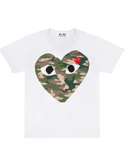 Comme Des Garçons Play - T-shirt Coeur Camo Militaire AZ-T242 - White-T-shirts-AZ-T242-051