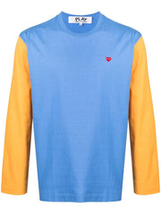 Comme Des Garçons Play - T-shirt Homme Manches Longues AZ-T316-051-1 - Blue / Yellow-T-shirts-AZ-T316-051-1