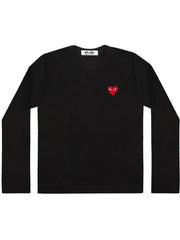 Comme Des Garçons Play - T-shirt Long Sleeves Black/ Red Heart Logo AZ-T118-T-shirts-P1T118