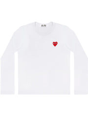 Comme Des Garçons Play - T-shirt Long Sleeves White/Red Heart Logo AZ-T118-T-shirts-P1T118