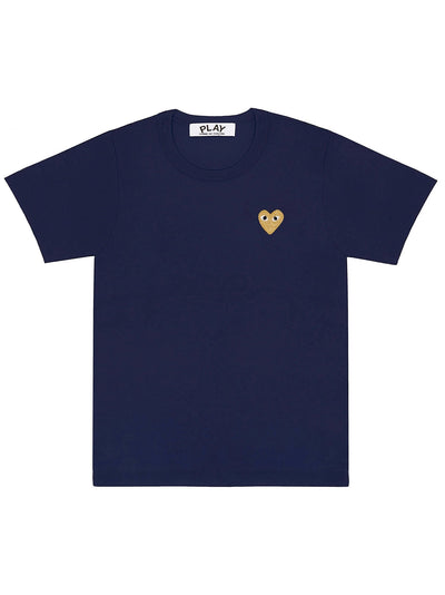 Comme Des Garçons Play - T-shirt Navy/Gold Heart Logo AZ-T216-T-shirts-P1T216
