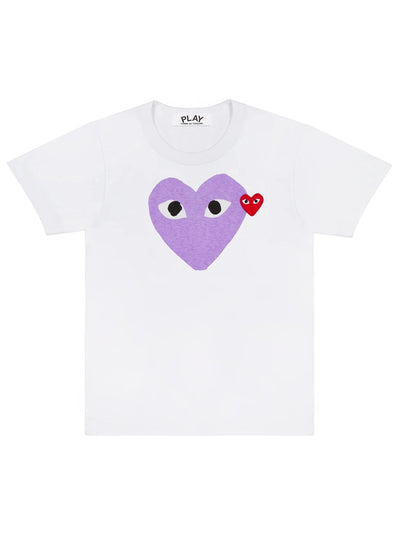 Comme Des Garçons Play - T-shirt Purple Heart AZ-T106 - White-T-shirts-AZ-T106-051