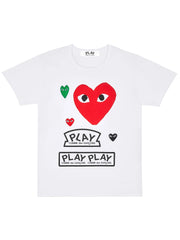 Comme Des Garçons Play - T-shirt White Multi Heart Logo/ Print Big Heart AZ-T280-T-shirts-P1T280