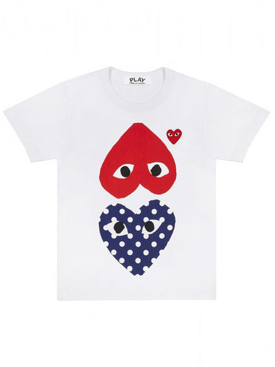 Comme Des Garçons Play - T-shirt White Red Heart Logo/ 2 Bigs Heart AZ-T240-T-shirts-P1T240