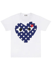 Comme Des Garçons Play - T-shirt White Red Heart Logo/ Print Dots Heart AZ-T234-T-shirts-P1T234