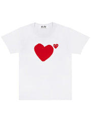 Comme Des Garçons Play - T-shirt White/ Red Heart Logo + Print Heart AZ-T222-T-shirts-P1T222