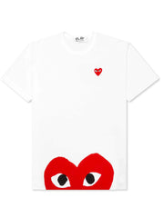 Comme Des Garçons Play - T-shirt White Red Heart Logo/ Red Heart Emblem AZ-T034-T-shirts-P1T034