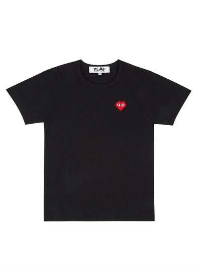 Comme Des Garçons PLAY x INVADER - T-shirt Heart Pixel Logo T322 - Black-T-shirts-AZ-T322-051-1-8