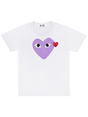 Comme Des Garçons Play - T-shirt Femme Coeur Violet Purple Heart AZ-T105 - White-Tops-AZ-T105-051