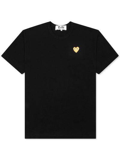 Comme Des Garçons Play - T-shirt Gold Little Heart AZ-T215 - Black-Tops-AZ-T215-051
