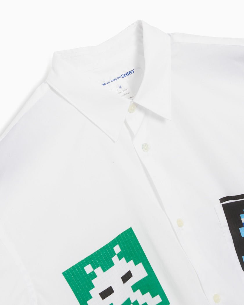 Comme des Garçons SHIRT x Invader - Long Sleeve Buttoned Shirt FJ-B028 - White-Chemises-FJ-B028-W22-1