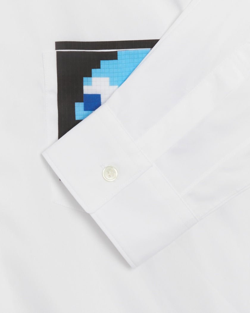 Comme des Garçons SHIRT x Invader - Long Sleeve Buttoned Shirt FJ-B028 - White-Chemises-FJ-B028-W22-1