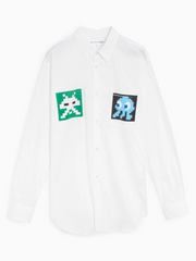 Comme des Garçons SHIRT x Invader - Long Sleeve Buttoned Shirt FJ-B028 - White-Chemises-FJ-B028-W22-1