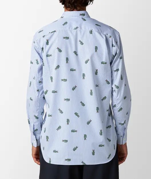 Comme des Garçons X Lacoste - Chemise à rayures et multi-logos FL-B004-W23-1 - Bleu-Chemises-FL-B004-W23-1